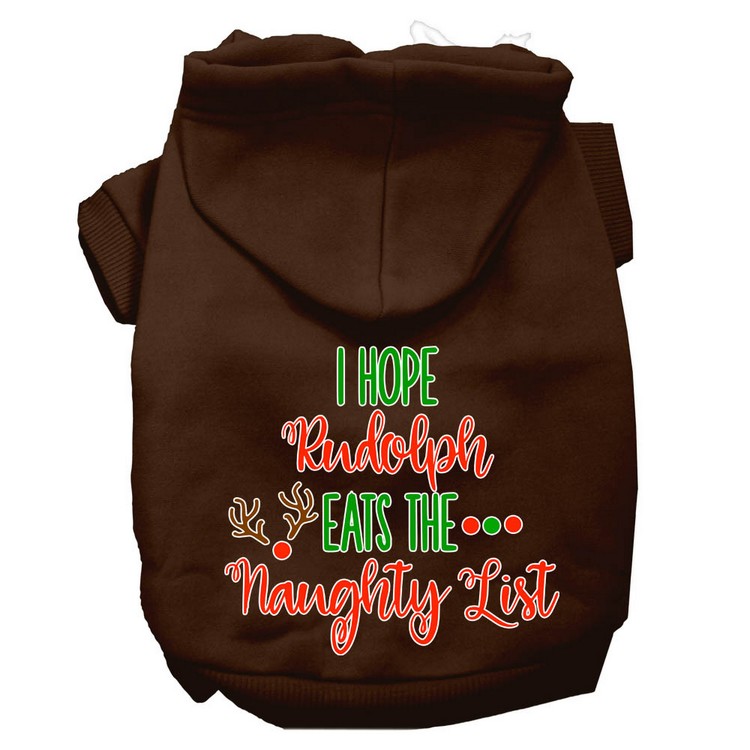 Hope Rudolph Eats Naughty List Screen Print Dog Hoodie Brown XXXL